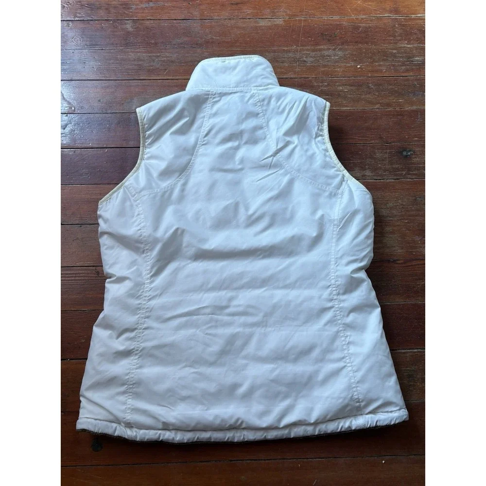 North Face Vest Womens Large Reversible Beige Brown Full Zip Puffer Soft